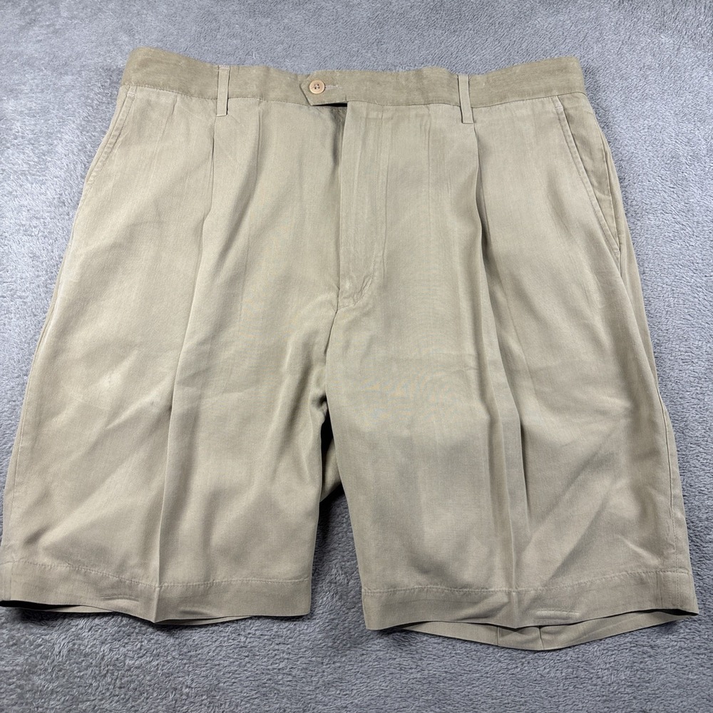 Bugatchi Uomo Silk/Linen Blend Shorts Golf Pleated Men's Size 38